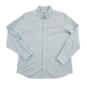 Calvin Klein Shirt Men's L Seafoam Green Checkered Long Sleeve Button Up EUC LN